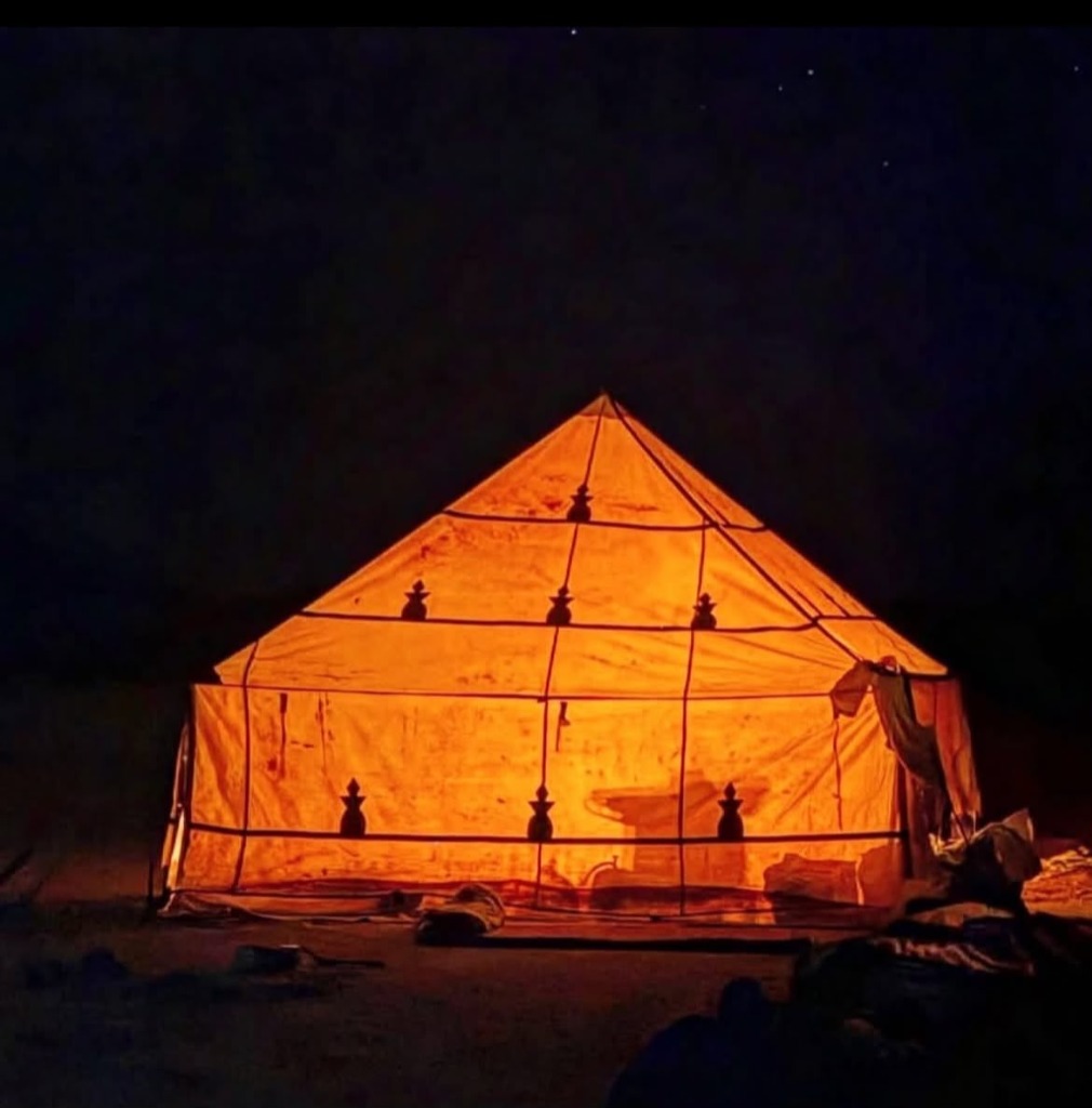 Glowing Nomad Wilderness Tent under Stars